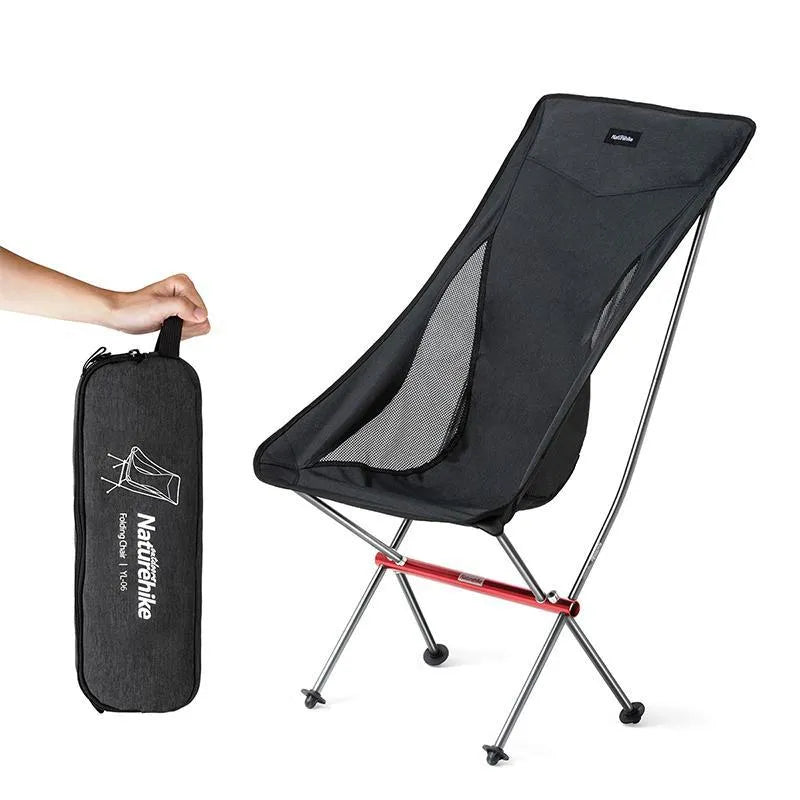 Portable ultralight camping chair with aluminium alloy frame folded for travel