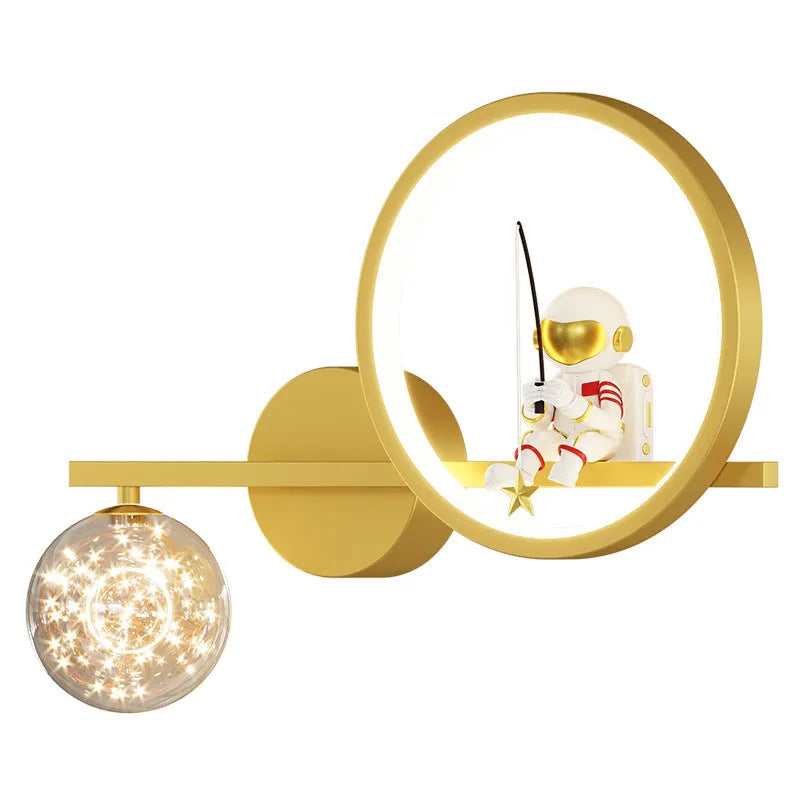 Cartoon astronaut and star sky ball bedroom bedside lamp in Nordic style, available in multiple colours