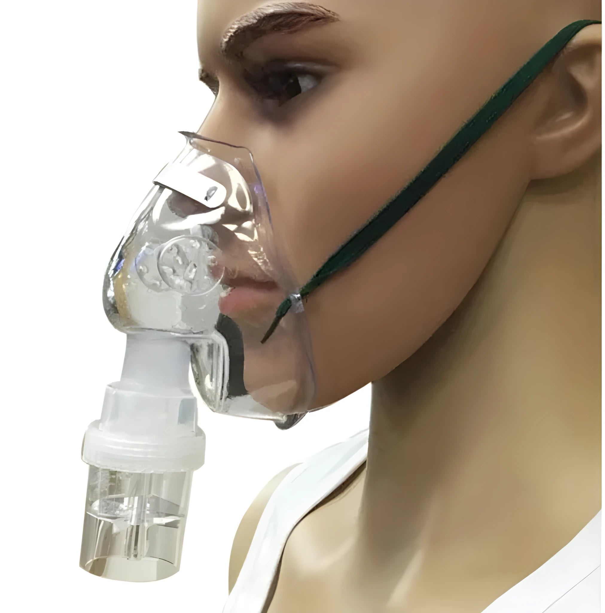 A soft rubber strap mask aid for securing standard face masks behind the head.