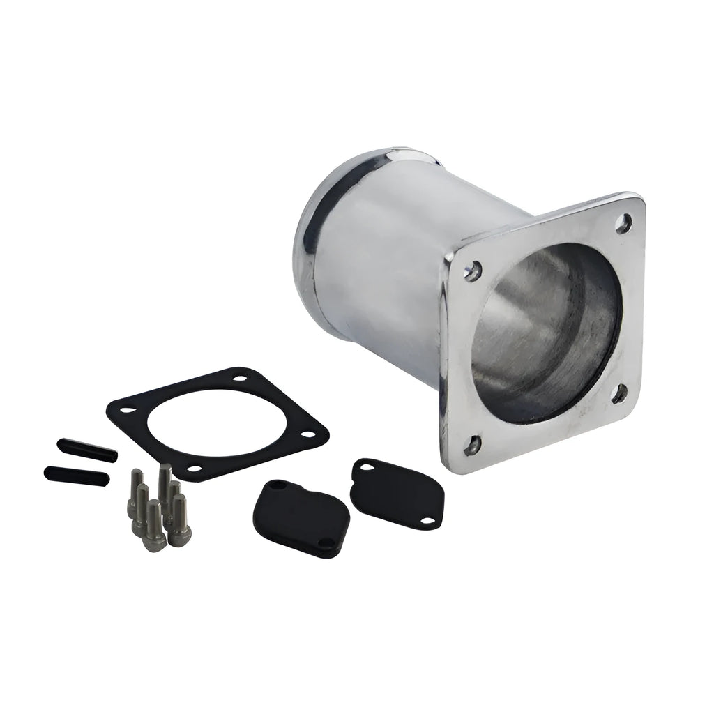Aluminium waste gas valve removal pipe and blanking plate kit for Land Rover Discovery 2 and Defender TD5 diesel engines