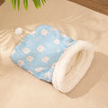 A soft flannel cat sleeping bag nest bed measuring 50 by 40 cm.