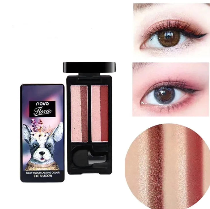 Gradient two-colour eyeshadow compact with small mushroom-head brush and 7:3 golden ratio pan