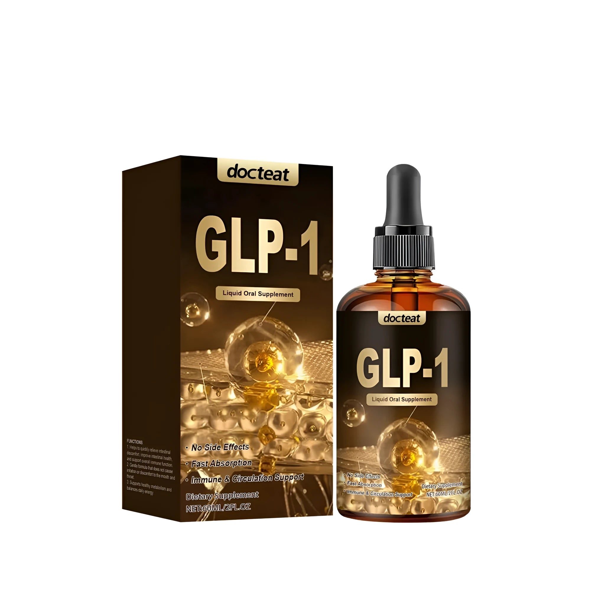 60ml bottle of intestinal health support drops with glycerin and maltitol formula