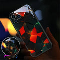 Xpress 14 tempered glass iPhone case with LED light-up diamond pattern on a dark background.