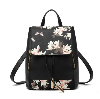 Korean style PU leather women's backpack, large square vertical section with tassel and magnetic buckle, available in 11 colours