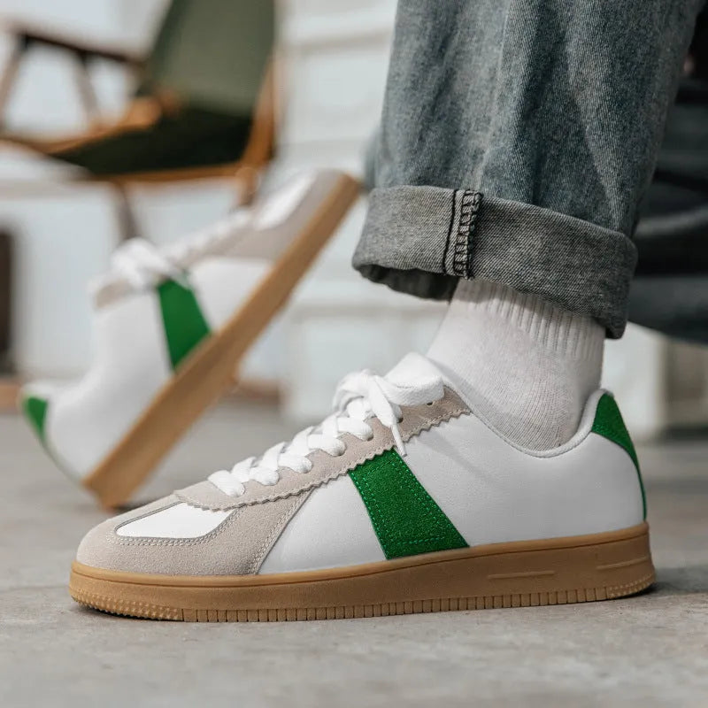 Men's retro sports sneakers board shoes artificial PU upper mesh lining flat heel lace-up size 36-47 735 Gray 735 Green