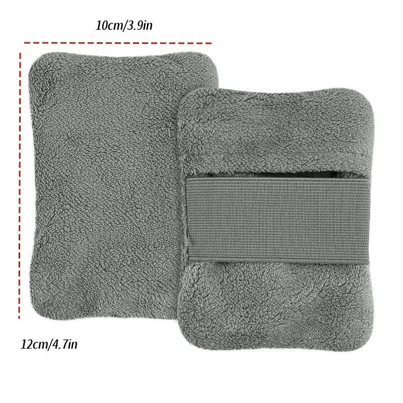 Reusable beach sand remover towel made of coral fleece in blue colour showing size 14x12cm