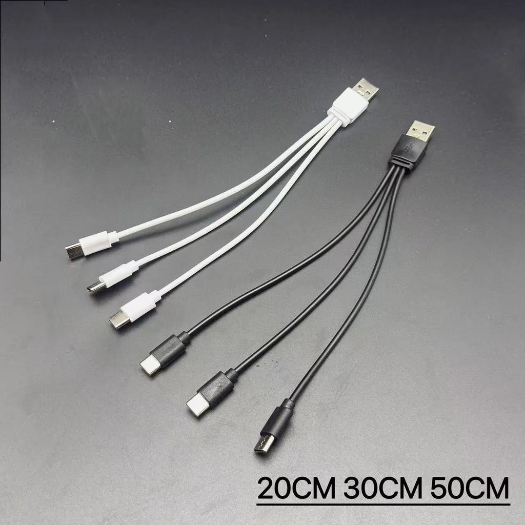 USB to three Type-C charging cable three-in-one design black PVC material