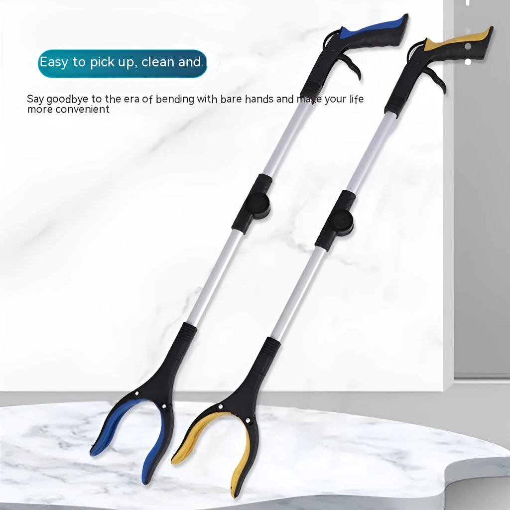 Foldable aluminium rubbish grabber with magnet, extended to 80cm length with blue handle option