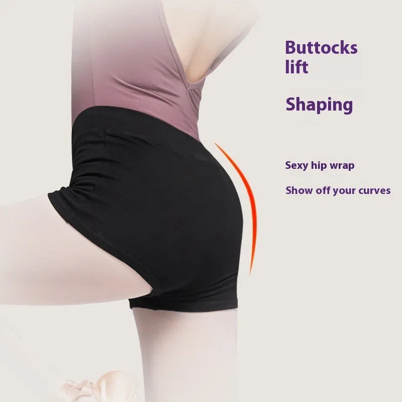 Black women's cotton dance pants for ballet practice and fitness exercise.