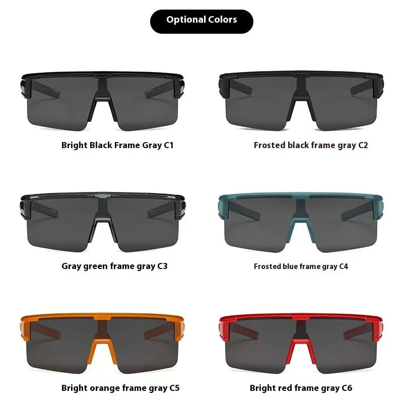 Men's outdoor riding glasses with gray lenses and bright black frame for wind and sand protection