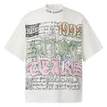 American retro national trend hip hop graffiti pure cotton short sleeve t-shirt in grey, front view