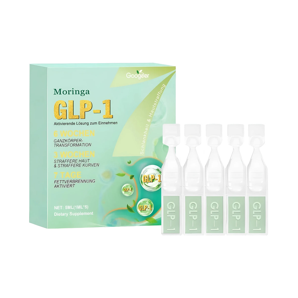 Body Slimming Aid Drops 5ml with green tea, Moringa seed and turmeric in five small vials