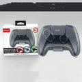 Transparent grey hard plastic game controller protective storage case.
