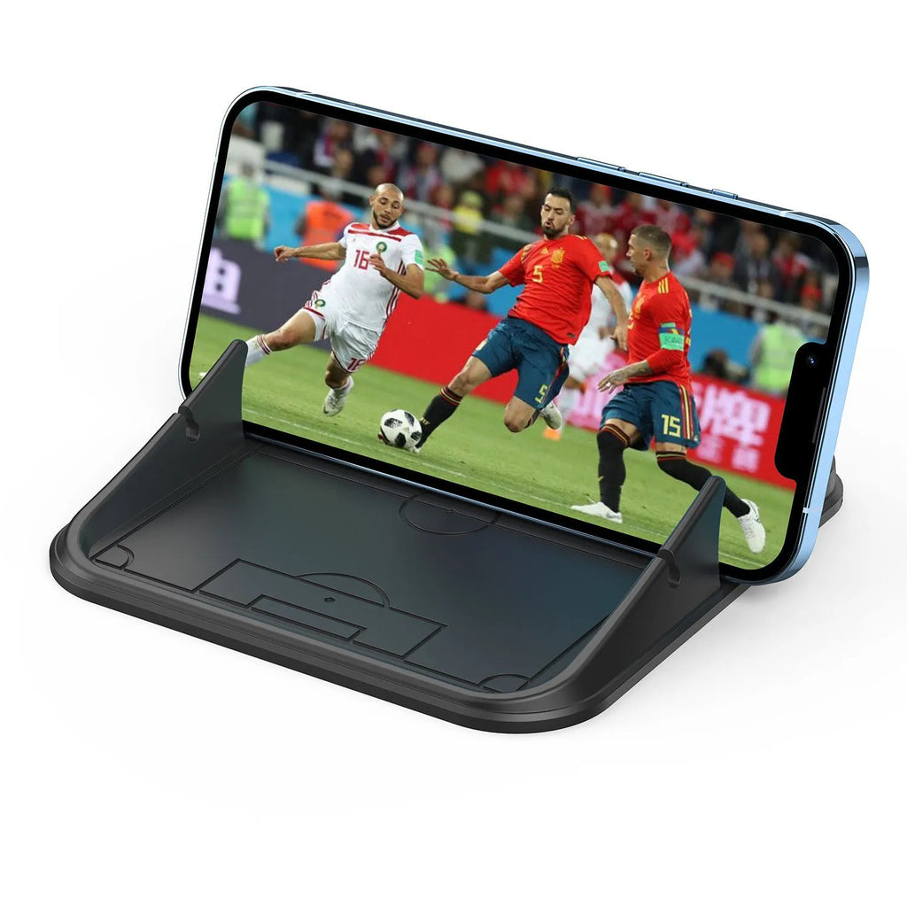 Peak-X5 silicone automobile phone holder with flexible construction for car and desktop mounting