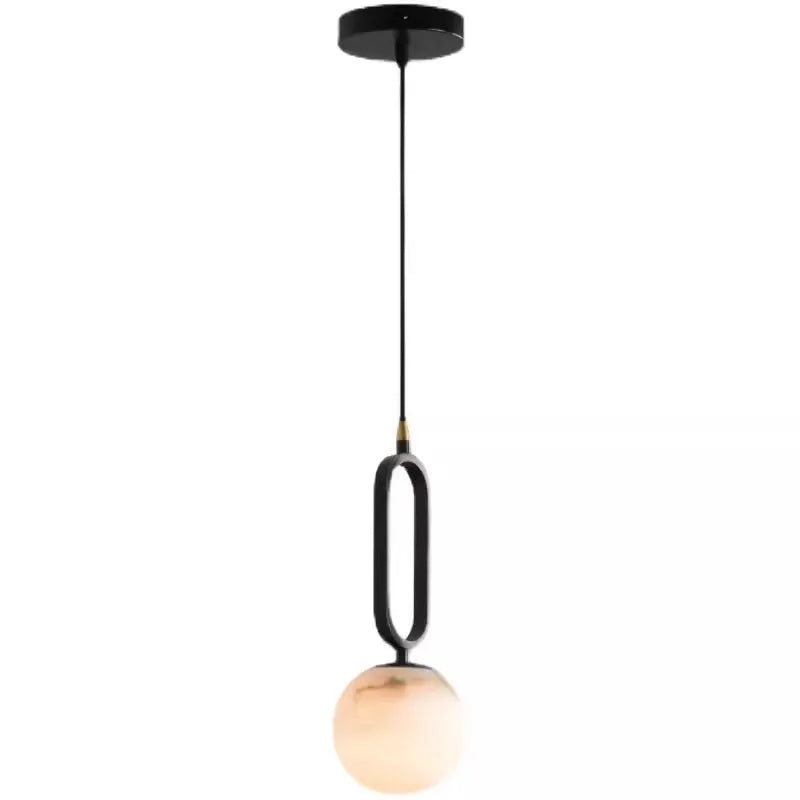 Nordic creative living room wall light with marble shade and copper fixture in black 12cm size