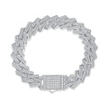 Moissanite fashion S925 silver keel bracelet for men with 14mm round stone on white background