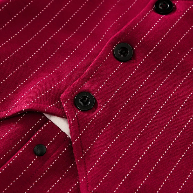 Baby boy gentleman jumpsuit in wine red with long sleeves and single-breasted closure