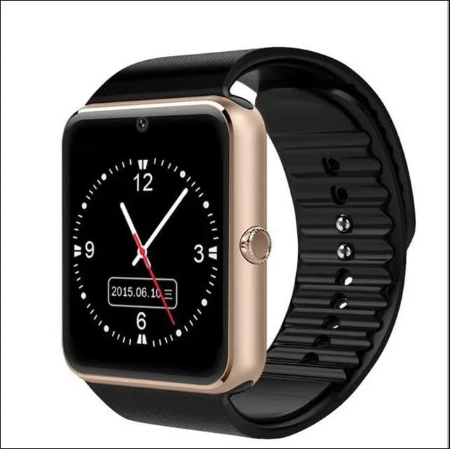 Smart watch with 1.54 inch touchscreen on a silicone strap, shown in black colour.