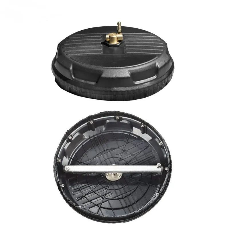 15 inch black high pressure surface cleaner with copper scrubbing disc and 1/4 inch quick disconnect plug
