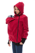 Red women's loose polar fleece sweater with long sleeves and spandex blend fabric