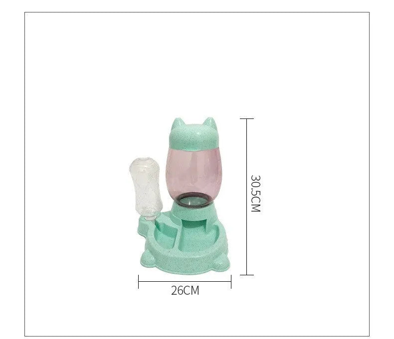 Pet two-in-one automatic gravity feeder for cats and dogs, 30.5cm height, grey colour, with anti-slip base and removable lid