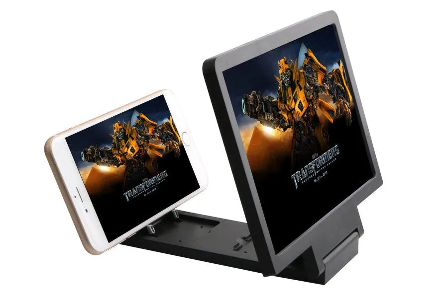 Portable screen amplifier for smartphones with 18cm by 12cm viewing area in black and white colour options