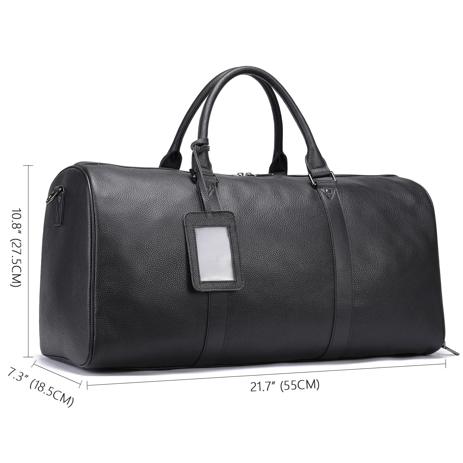 Men's black leather tote bag with single strap and large capacity design