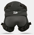 Black thick sea fishing cushion with non-slip rubber dots and adjustable waist belt buckles