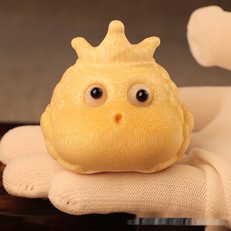 Solid bamboo carving crown princess toad ornament with 5.0 live eye size