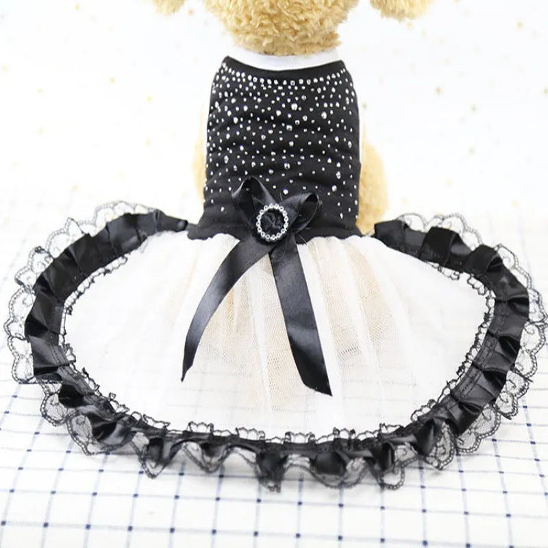 Black lightweight pet clothing made of vinylon for spring and summer, showing a dog in the garment