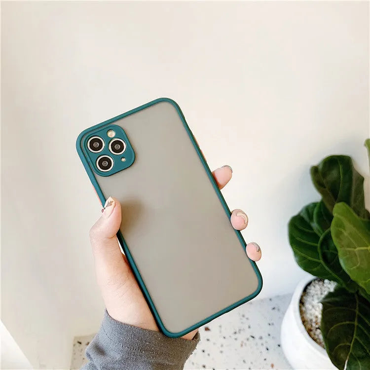 Frosted transparent TPU silicone phone case back cover for iPhone 11 in blue colour