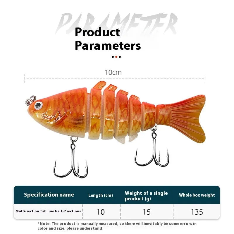 Multi-section Tossing Submerged Simulation Bait 5 pcs Box Fishing Trolling Lures Metal Plastic Construction for Freshwater Saltwater Angling Crankbaits Minnow Style Assorted Colours