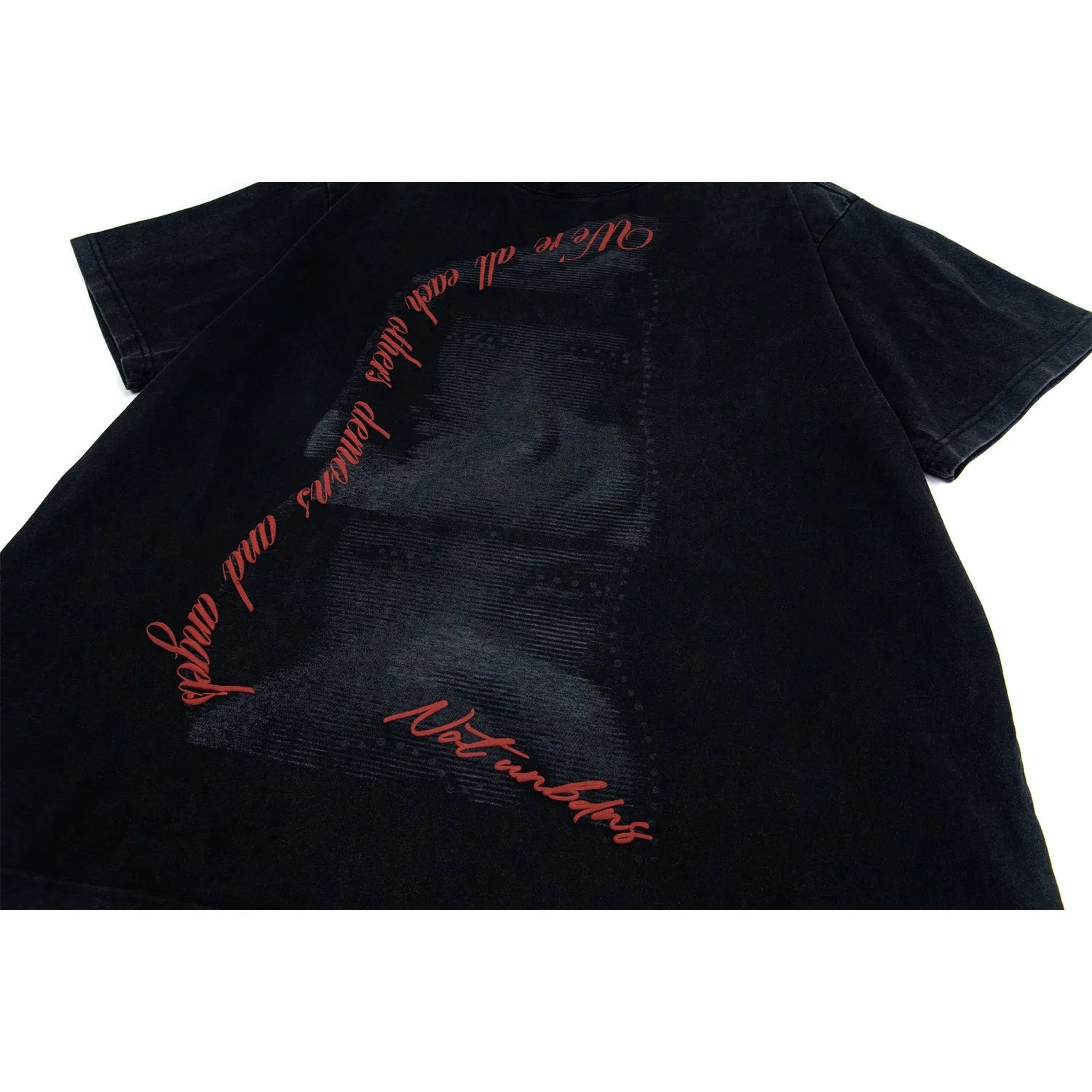 Men's black washed vintage loose fit short sleeve cotton blend T-shirt