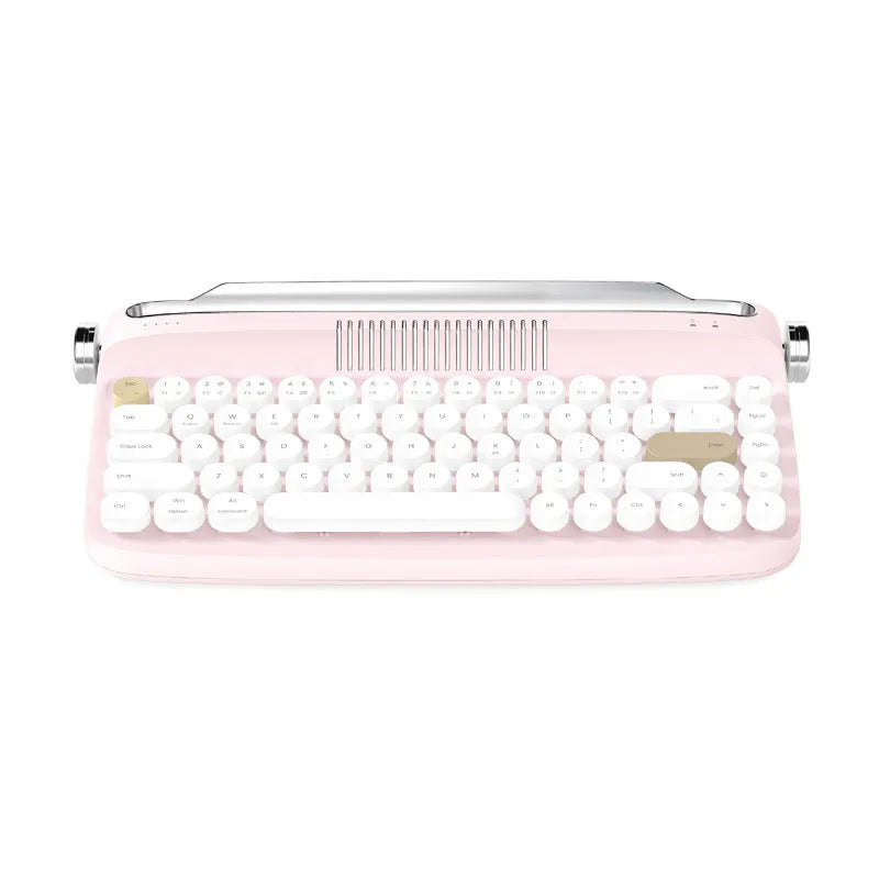B307 Rechargeable Retro Bluetooth Wireless Keyboard with ABS Construction, Universal Compatibility, and Choose from White, Ivory Yellow, Green, Pink, or Sand Beige Colour Options