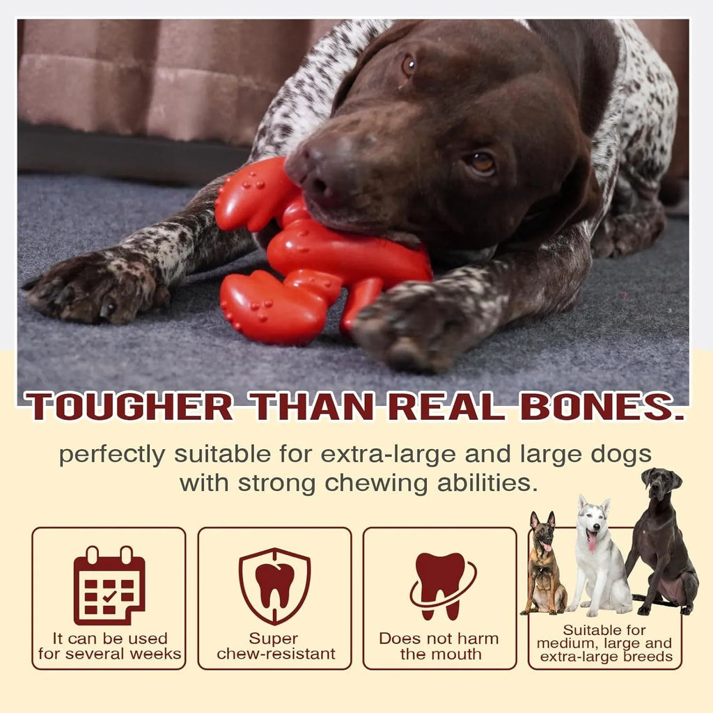 Red nylon dog chew toy for large dogs and aggressive chewers measuring 170mm