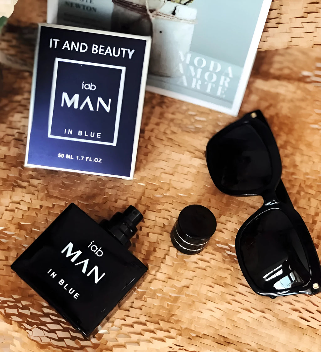 50ml glass bottle of men's citrus perfume with spray applicator