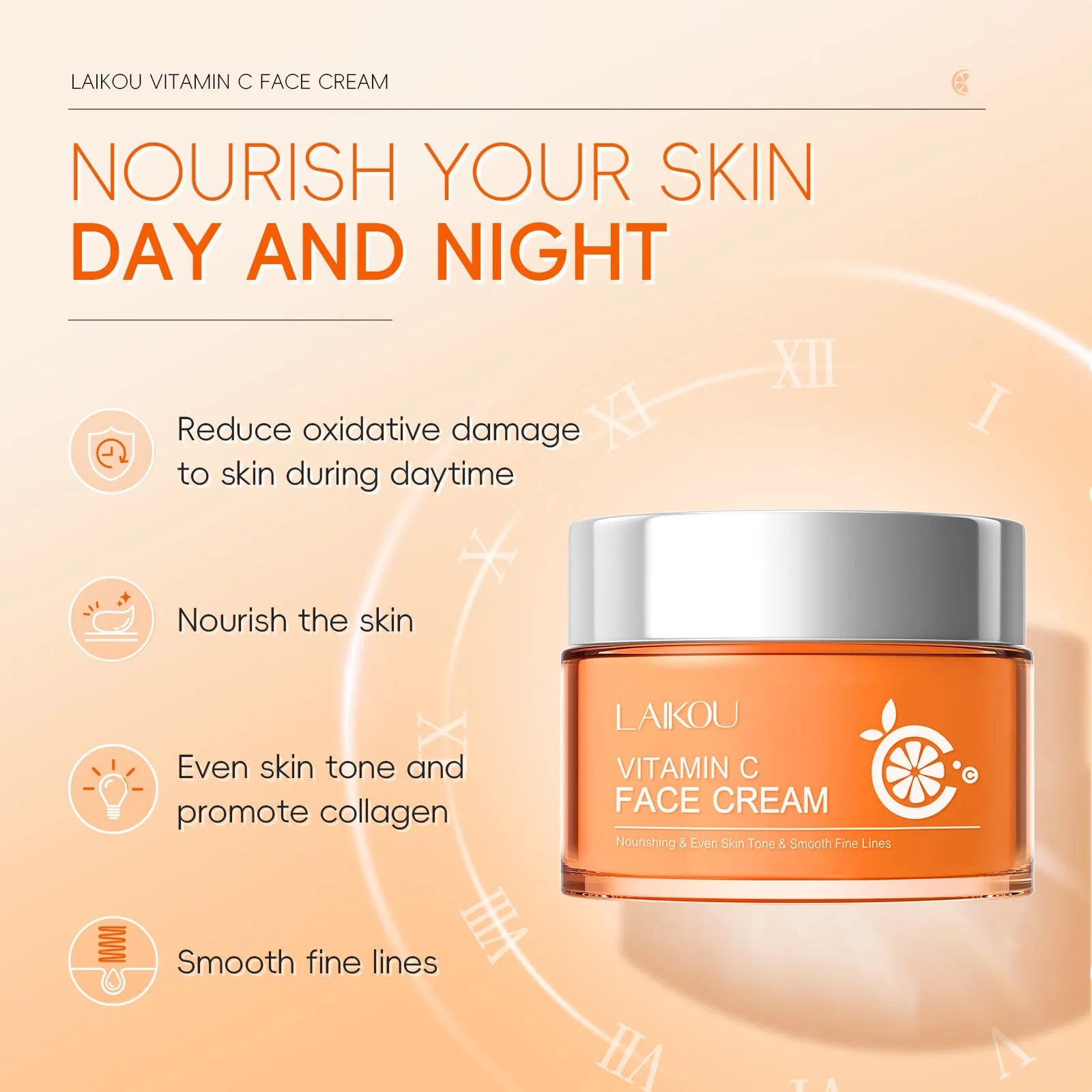 Vitamin C Delicate Moisturising Cream 50g in orange pot with white lid