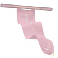 Grey and pink yoga stretching tool for shoulder, back, and hip flexibility training.