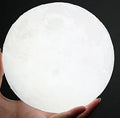3D printed moon lamp on wooden stand showing lunar surface details with touch control ring