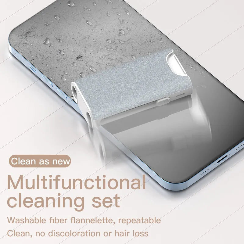 5-in-1 digital device cleaning kit with brush, metal tip, and black flocking sponge head