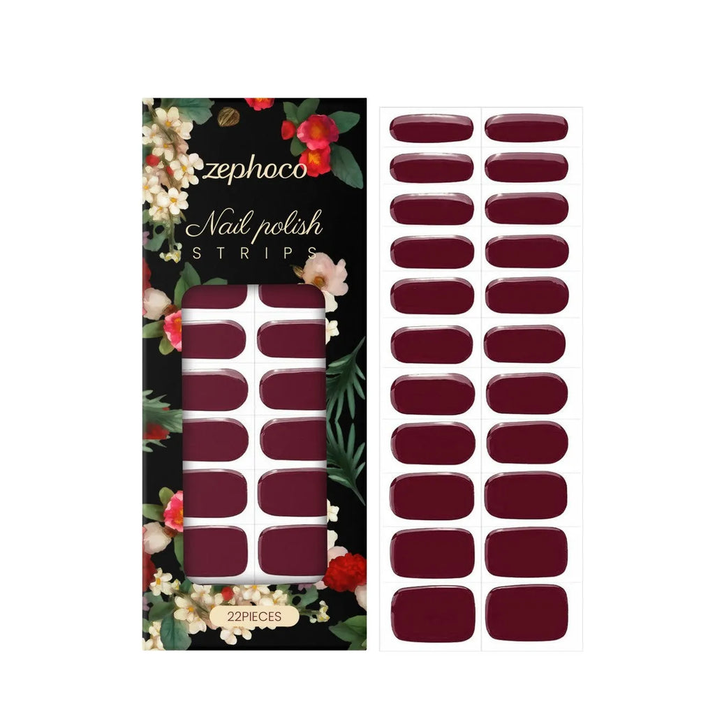 22-piece red waterproof nail stickers with polyurethane-based design for DIY nail art