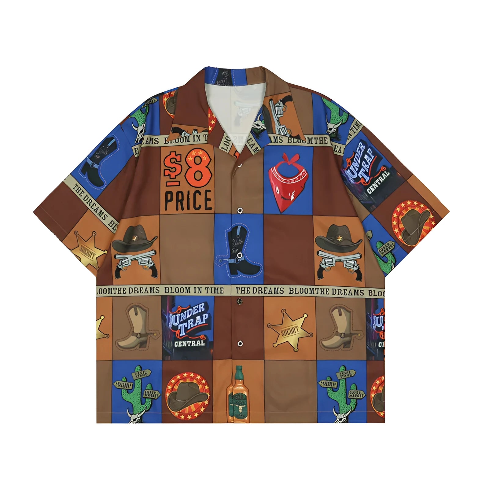 Men's cardigan style loose polyester short sleeve t-shirt in Card Brown colour with open front