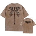 Loose-fit oversized men's cotton T-shirt with drop-shoulder short sleeves on a hanger.