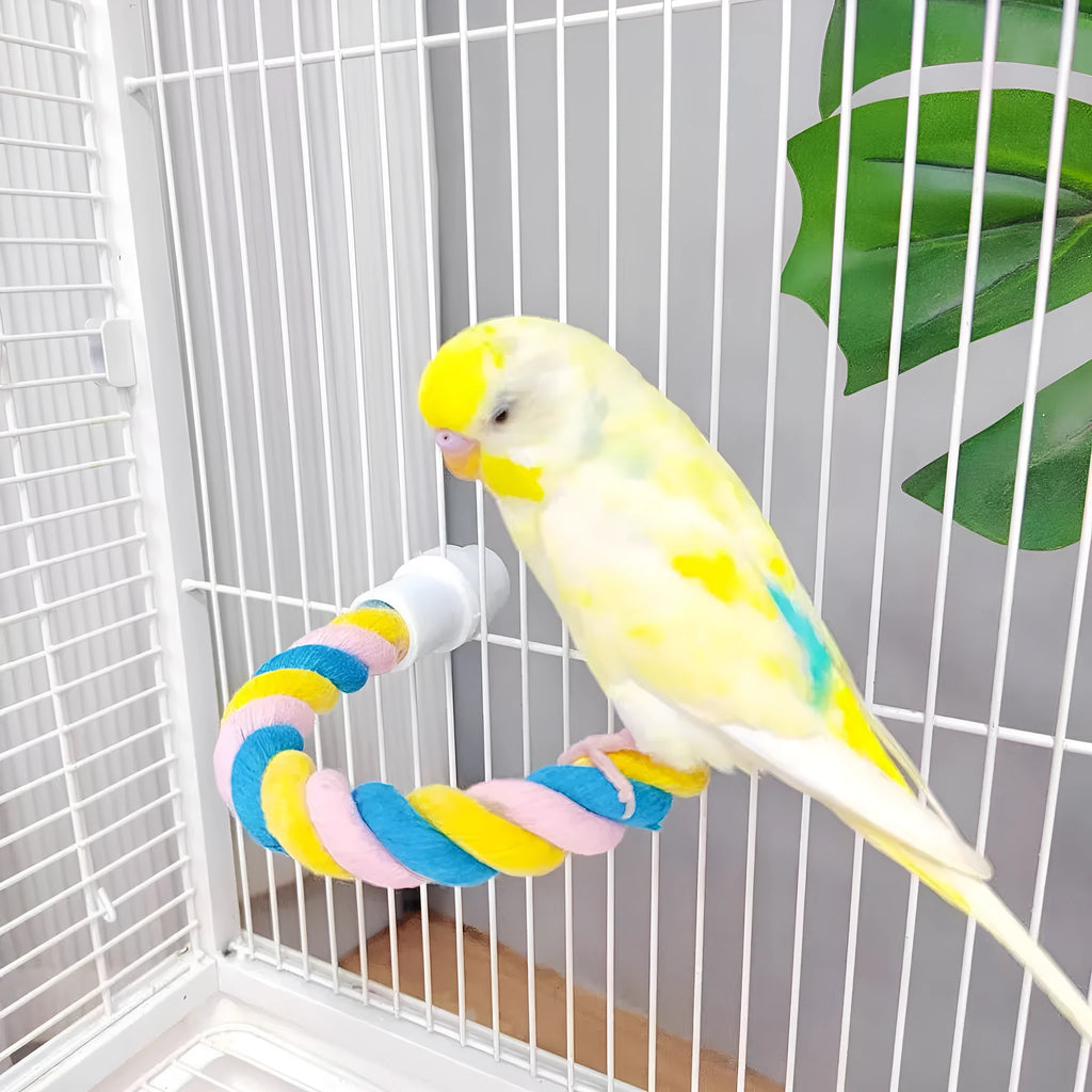 Climbing cotton string nibbling relieving stuffy toy bird for birds in S M L sizes
