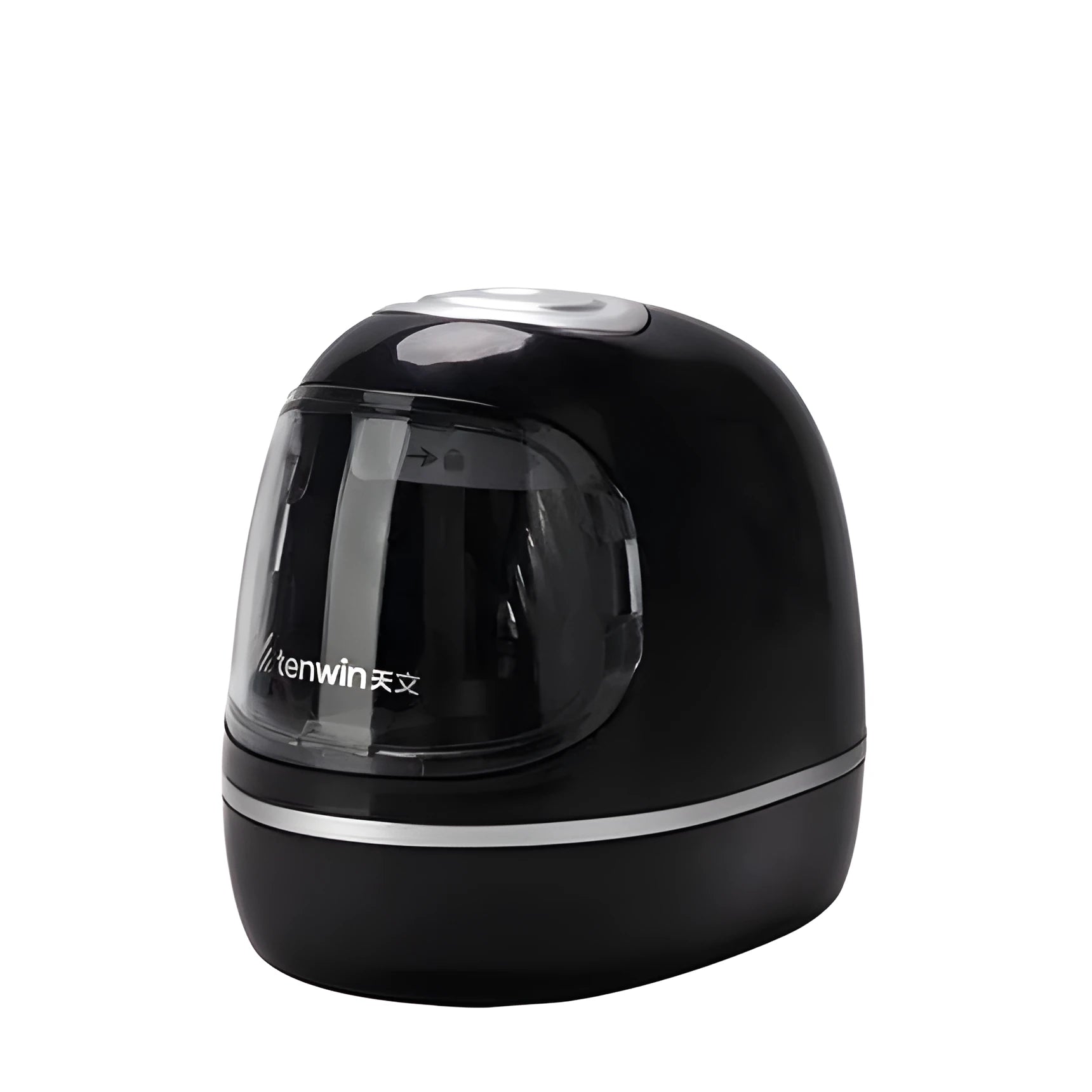 Creative electric pencil sharpener with three-speed control, geometric plastic body in white, 135x93x100mm