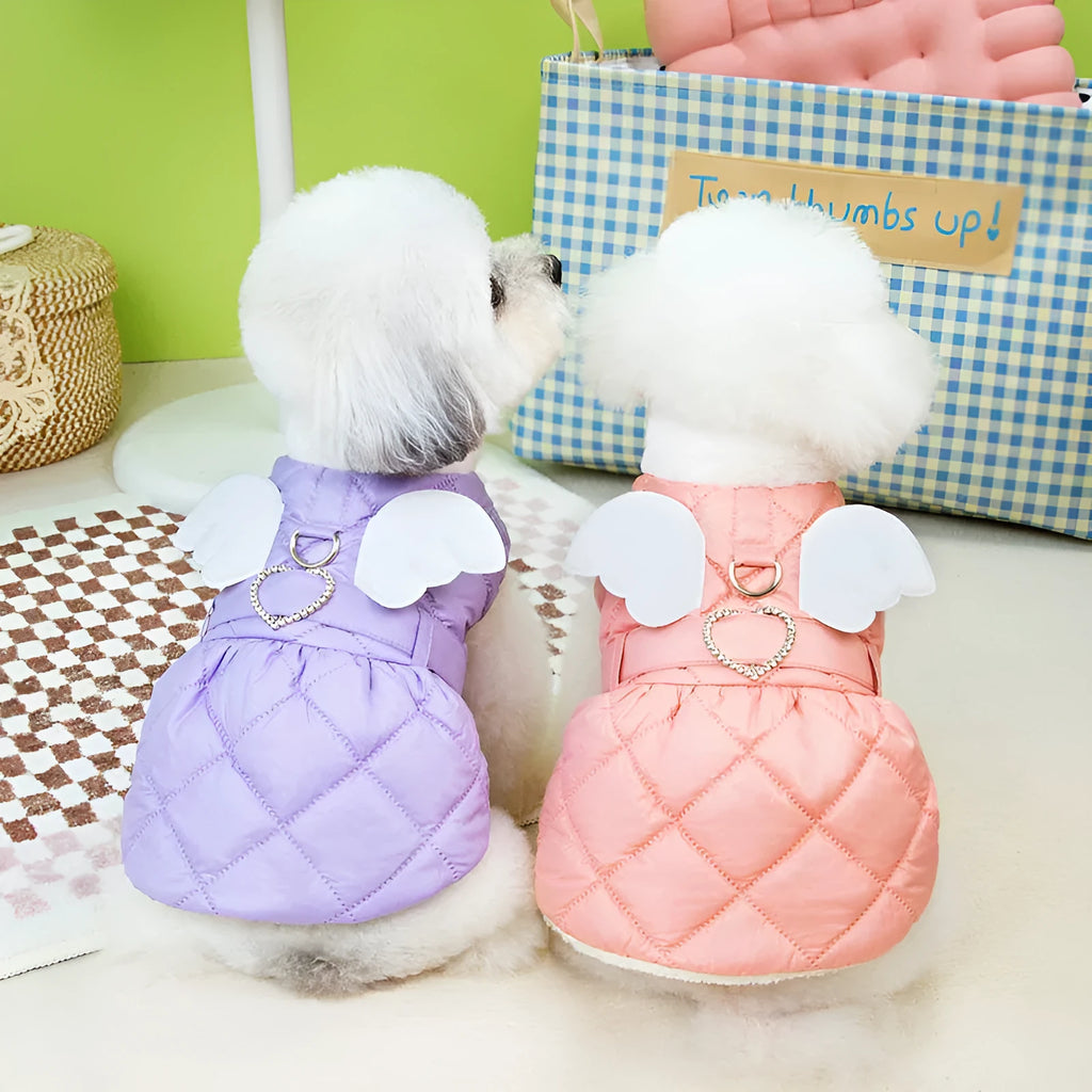 Pink or purple polyester cotton skirt for small dogs available in five sizes