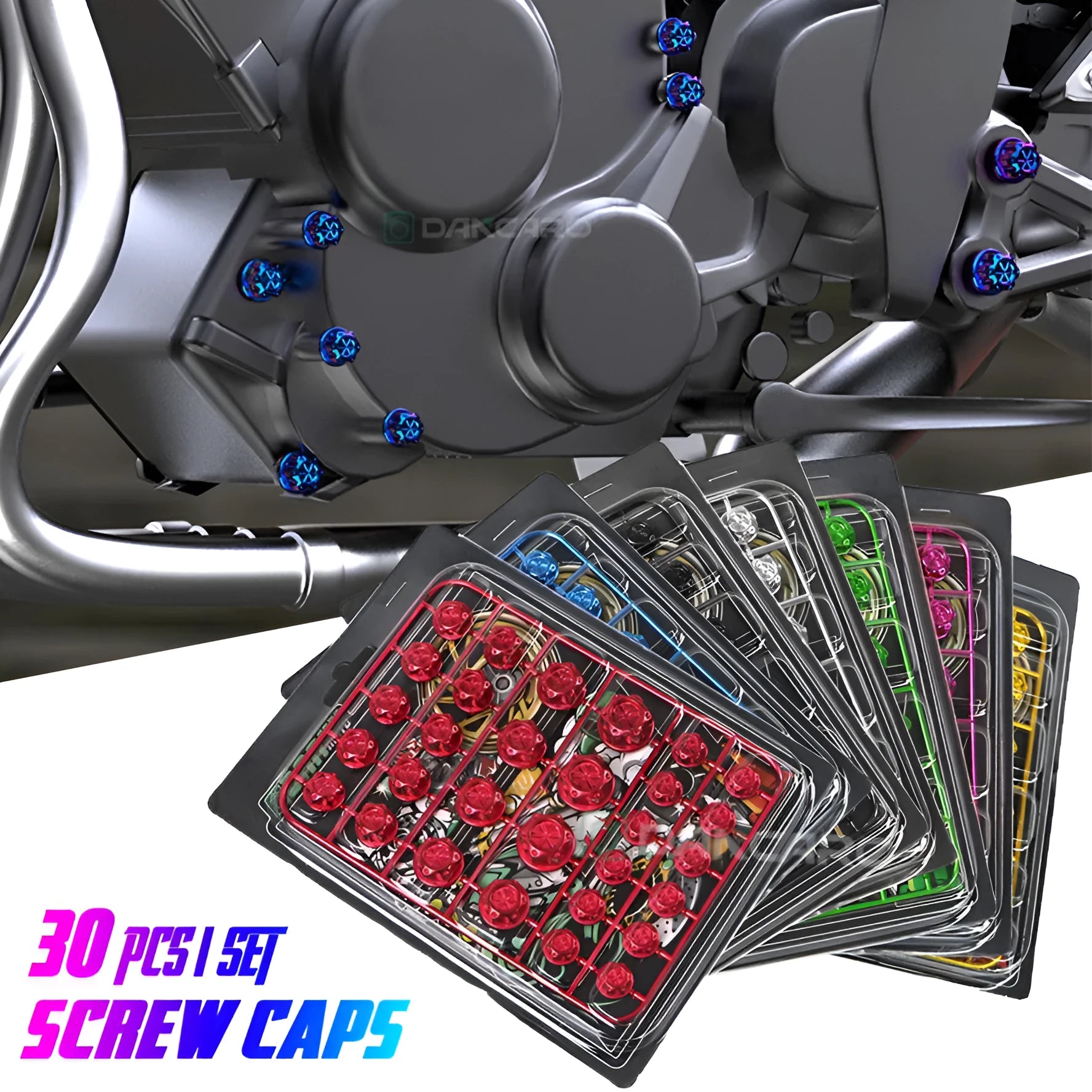 30-piece set of coloured ABS plastic motorcycle screw covers for engine modification