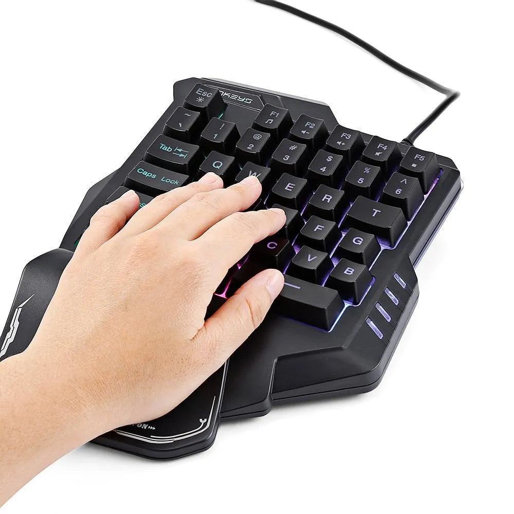 One-handed mechanical gaming keyboard with RGB backlighting, 23x18.5x4cm plastic body, 415g, G30 model