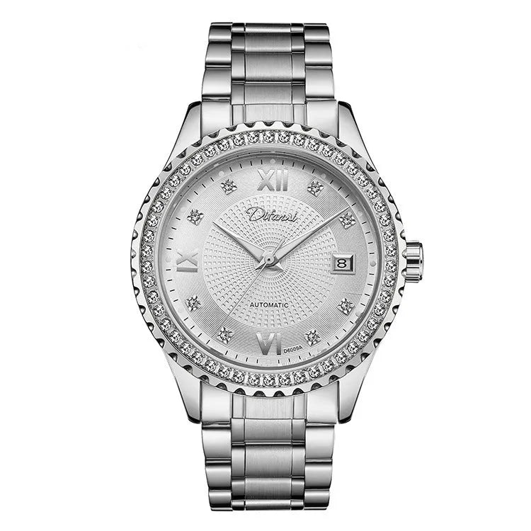 Fashionmonger men's automatic mechanical watch with luminous hands on wrist, showing gold case and white dial option.